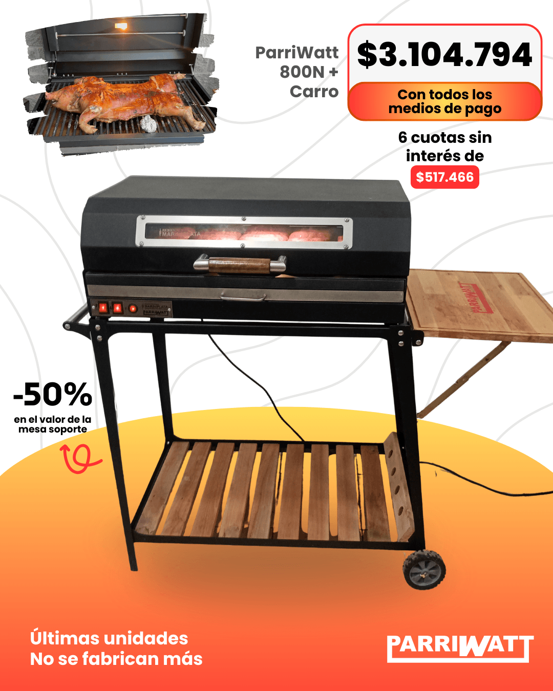 Combo parriwatt 800 n Combo Parriwatt 800N + Mesa Soporte (50% OFF en la mesa) - Image 1